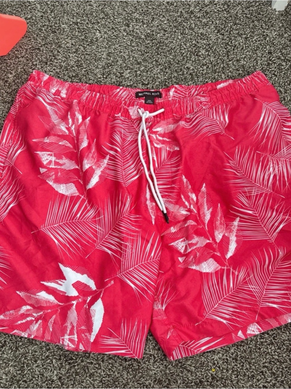 Michael Kors Men’s Red Tropical Leaf Swim Shorts
